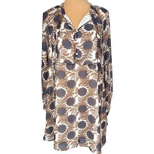 NWT‎ Hayden Los Angeles Mini Dress Large Retro Floral Print Tie Neck